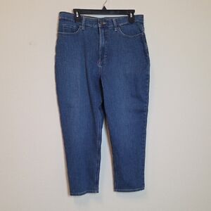 Lee Women Relaxed Fit Tapered Leg High Rise Slim Fit Jeans in Med Blue Size 14